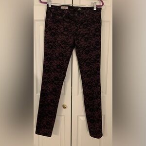 Adrianno Goldschmied Lace Overlay Pants in Black and Pink Super Soft Size 30 R